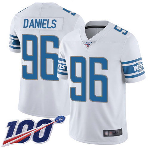 Detroit Lions Limited White Men Mike Daniels Road Jersey NFL Football #96 100th Season Vapor Untouchable